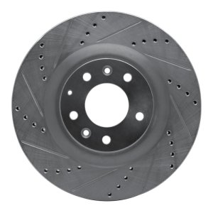 Mazda CX-9 Brake Rotor (1) - Front Left - R1 Concepts - Drilled & Slotted - Silver - `07-`15